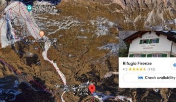 hotels and Rifugios on Google maps