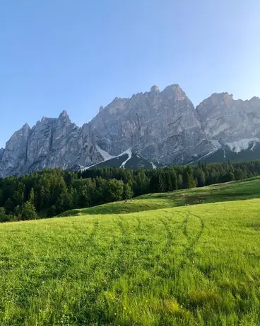 dolomites in the summer, meadow, and mountains