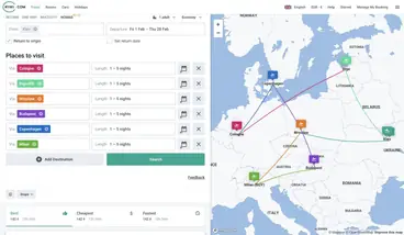 Example of flights to 5 cities in Europe for only €142